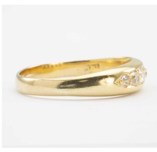ANTIQUE 18CT GOLD OLD CUT 5 STONE DIAMOND GYPSY RING - ADDITIONAL PHOTO 2