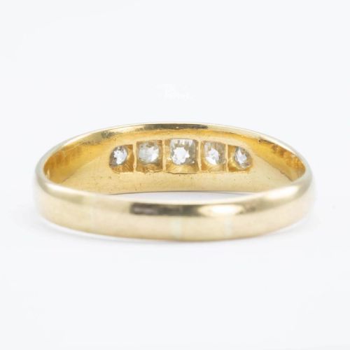 ANTIQUE 18CT GOLD OLD CUT 5 STONE DIAMOND GYPSY RING - ADDITIONAL PHOTO 4