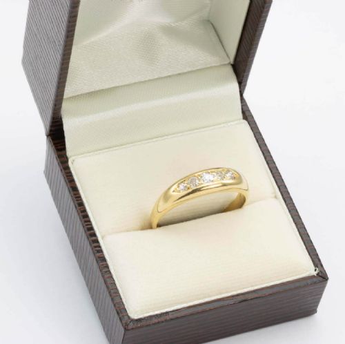 ANTIQUE 18CT GOLD OLD CUT 5 STONE DIAMOND GYPSY RING - ADDITIONAL PHOTO 7