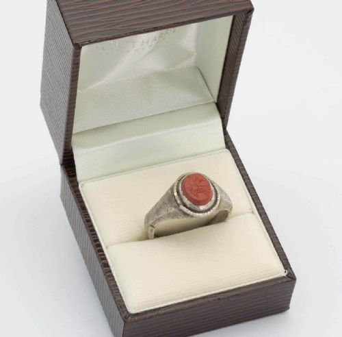 ROMAN SILVER SIGNET RING WITH JASPER CAPRICORN INTAGLIO - ADDITIONAL PHOTO 5