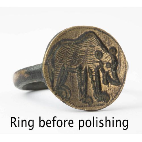 MEDIEVAL BRONZE BEAR SIGNET RING - ADDITIONAL PHOTO 1