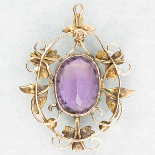 VICTORIAN 9CT GOLD AMETHYST SEED PEARL PENDANT - ADDITIONAL PHOTO 2