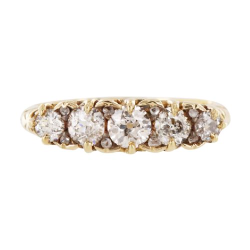 vintage 18ct gold five stone 12 carat diamond ring - CATEGORY: ANTIQUE JEWELLERY - DATED 1920