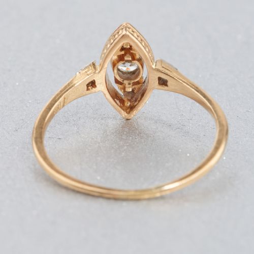 ART NOUVEAU 18CT GOLD OLD CUT DIAMOND NAVETTE RING - ADDITIONAL PHOTO 2