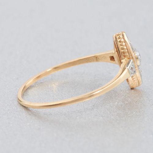 ART NOUVEAU 18CT GOLD OLD CUT DIAMOND NAVETTE RING - ADDITIONAL PHOTO 3