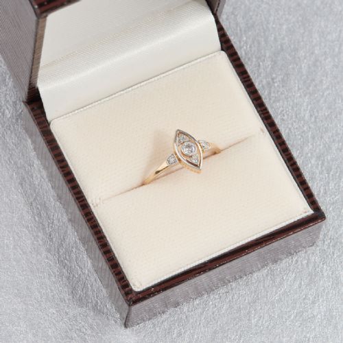 ART NOUVEAU 18CT GOLD OLD CUT DIAMOND NAVETTE RING - ADDITIONAL PHOTO 7