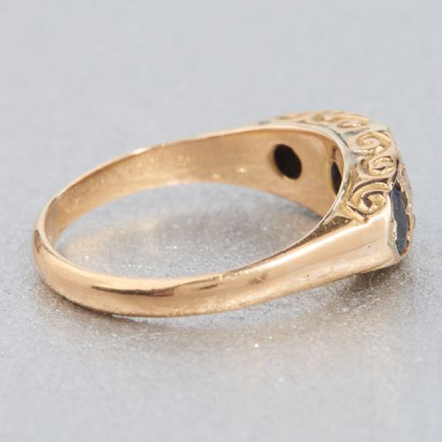 EDWARDIAN 18CT GOLD SAPPHIRE DIAMOND HALF HOOP RING - ADDITIONAL PHOTO 2