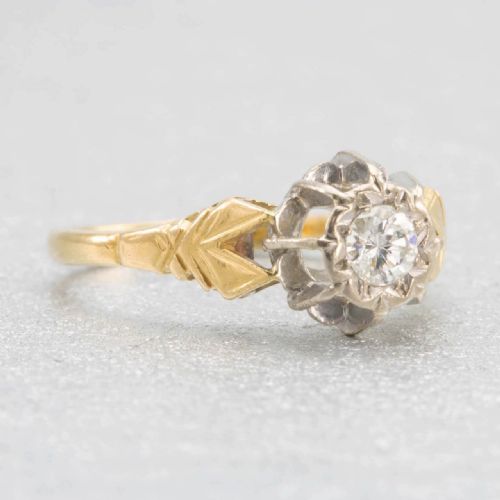 VINTAGE 18CT GOLD 025 CARAT DIAMOND HIGH SET SOLITAIRE ENGAGEMENT RING - ADDITIONAL PHOTO 3