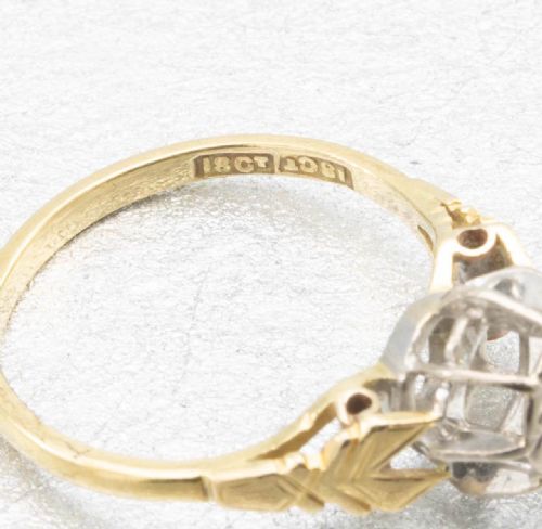 VINTAGE 18CT GOLD 025 CARAT DIAMOND HIGH SET SOLITAIRE ENGAGEMENT RING - ADDITIONAL PHOTO 5