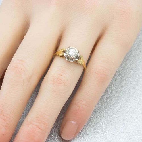 VINTAGE 18CT GOLD 025 CARAT DIAMOND HIGH SET SOLITAIRE ENGAGEMENT RING - ADDITIONAL PHOTO 6
