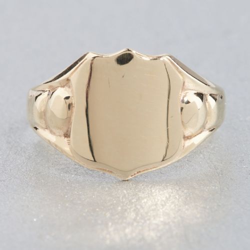 VINTAGE 9CT GOLD SHIELD FACED SIGNET RING HALLMARKED 1940 - ADDITIONAL PHOTO 1