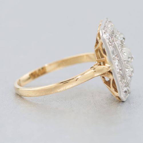 ART DECO 18CT GOLD OLD CUT DIAMOND PANEL CLUSTER RING - ADDITIONAL PHOTO 2