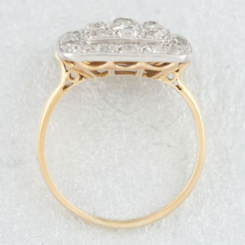 ART DECO 18CT GOLD OLD CUT DIAMOND PANEL CLUSTER RING - ADDITIONAL PHOTO 3