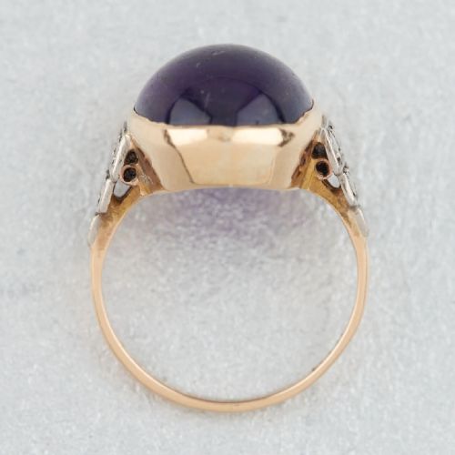 VINTAGE 18CT GOLD LARGE CABOCHON AMETHYST DRESS RING - ADDITIONAL PHOTO 3