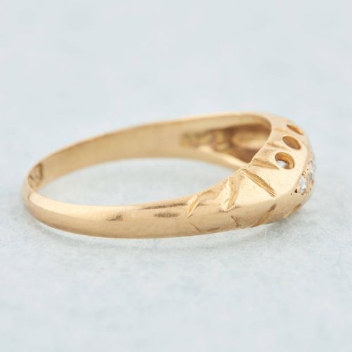 ANTIQUE 18CT GOLD 5 STONE DIAMOND HALF HOOP RING - ADDITIONAL PHOTO 1