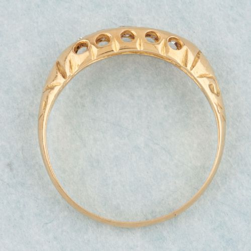 ANTIQUE 18CT GOLD 5 STONE DIAMOND HALF HOOP RING - ADDITIONAL PHOTO 3