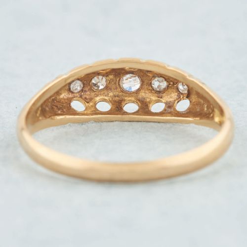 ANTIQUE 18CT GOLD 5 STONE DIAMOND HALF HOOP RING - ADDITIONAL PHOTO 4
