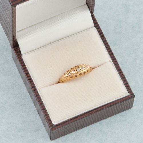 ANTIQUE 18CT GOLD 5 STONE DIAMOND HALF HOOP RING - ADDITIONAL PHOTO 7