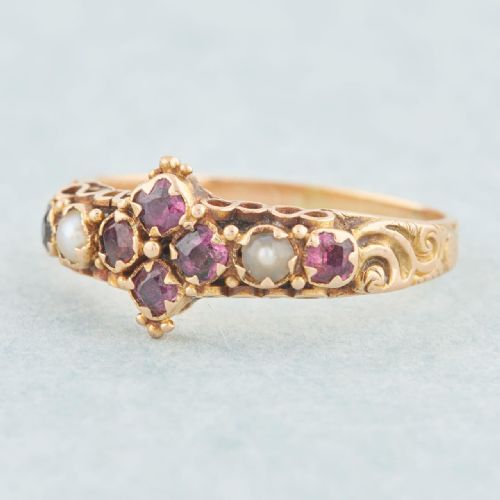 VICTORIAN 18CT GOLD AMETHYST AND PEARL DRESS RING - ADDITIONAL PHOTO 1