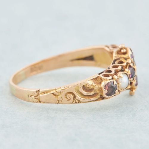VICTORIAN 18CT GOLD AMETHYST AND PEARL DRESS RING - ADDITIONAL PHOTO 2