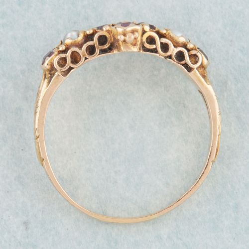 VICTORIAN 18CT GOLD AMETHYST AND PEARL DRESS RING - ADDITIONAL PHOTO 4