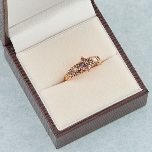 VICTORIAN 18CT GOLD AMETHYST AND PEARL DRESS RING - ADDITIONAL PHOTO 7