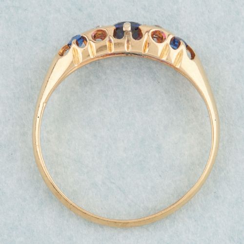 ANTIQUE 18CT GOLD SAPPHIRE DIAMOND 5 STONE HALF HOOP RING - ADDITIONAL PHOTO 4