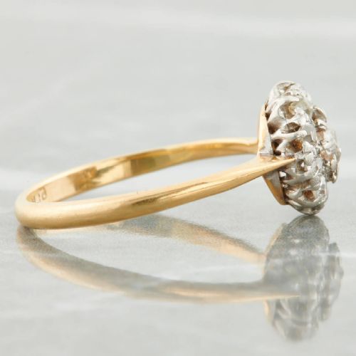 18CT GOLD 075 CARAT OLD CUT DIAMOND CLUSTER RING - ADDITIONAL PHOTO 4