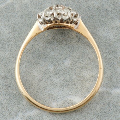 18CT GOLD 075 CARAT OLD CUT DIAMOND CLUSTER RING - ADDITIONAL PHOTO 5
