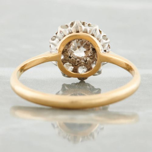 18CT GOLD 075 CARAT OLD CUT DIAMOND CLUSTER RING - ADDITIONAL PHOTO 6