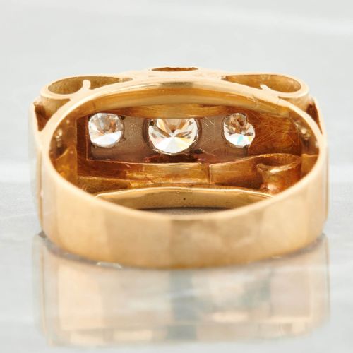 1940S 18CT GOLD 3 STONE TANK DIAMOND RING - ADDITIONAL PHOTO 4