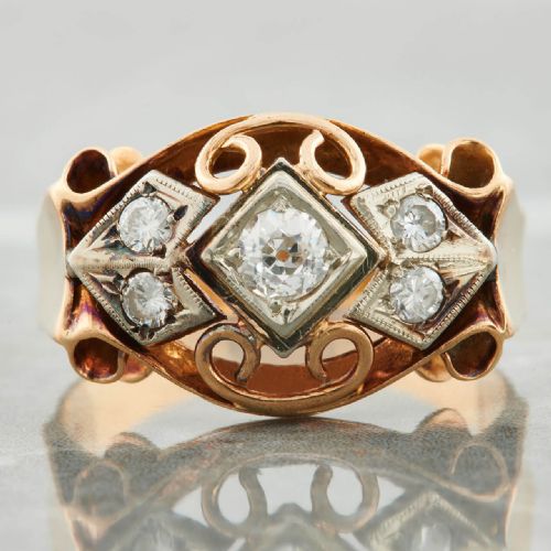 1940S 18CT GOLD DIAMOND TANK RING - ADDITIONAL PHOTO 2