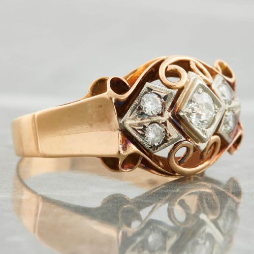 1940S 18CT GOLD DIAMOND TANK RING - ADDITIONAL PHOTO 3