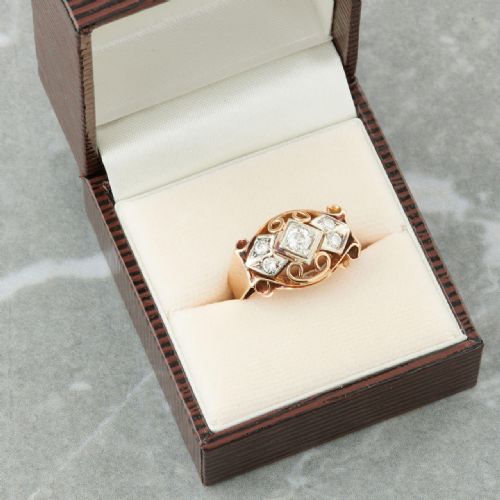 1940S 18CT GOLD DIAMOND TANK RING - ADDITIONAL PHOTO 8