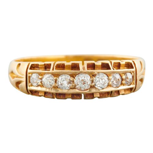 victorian 18ct gold 7 stone diamond ring - CATEGORY: ANTIQUE JEWELLERY - DATED VICTORIAN
