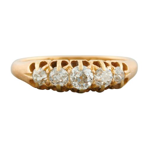 victorian 18ct gold 5 stone 055 carat old cut diamond ring - CATEGORY: ANTIQUE JEWELLERY - DATED VICTORIAN