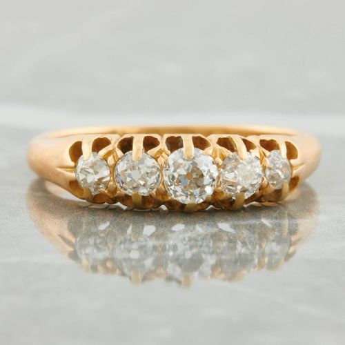 VICTORIAN 18CT GOLD 5 STONE 055 CARAT OLD CUT DIAMOND RING - ADDITIONAL PHOTO 2