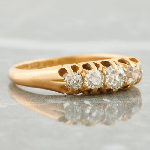 VICTORIAN 18CT GOLD 5 STONE 055 CARAT OLD CUT DIAMOND RING - ADDITIONAL PHOTO 3