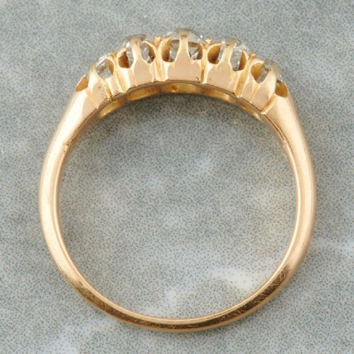 VICTORIAN 18CT GOLD 5 STONE 055 CARAT OLD CUT DIAMOND RING - ADDITIONAL PHOTO 5