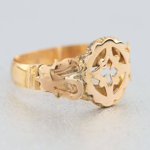 GEORGIAN 18CT GOLD OPENWORK CROSS RING - ADDITIONAL PHOTO 2