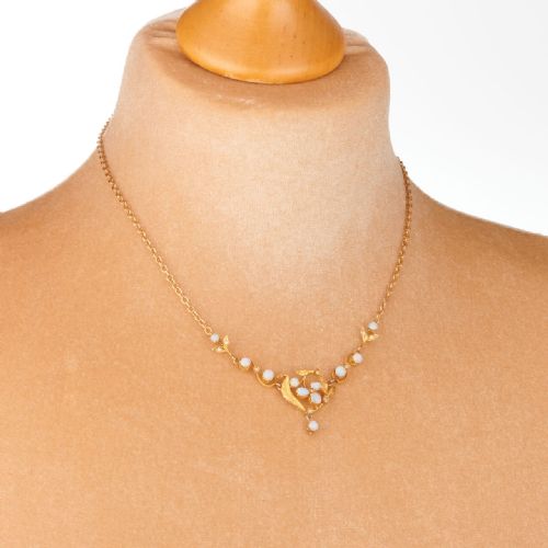ART NOUVEAU 9CT GOLD OPAL FLORAL NECKLACE - ADDITIONAL PHOTO 1