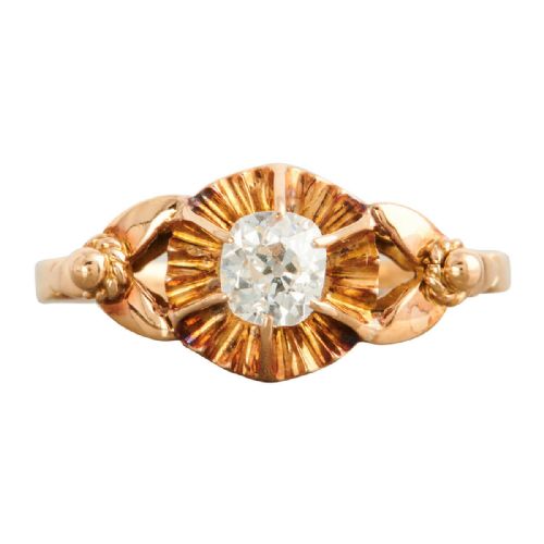 edwardian 18ct gold diamond solitaire engagement ring - CATEGORY: ANTIQUE JEWELLERY - DATED 1900