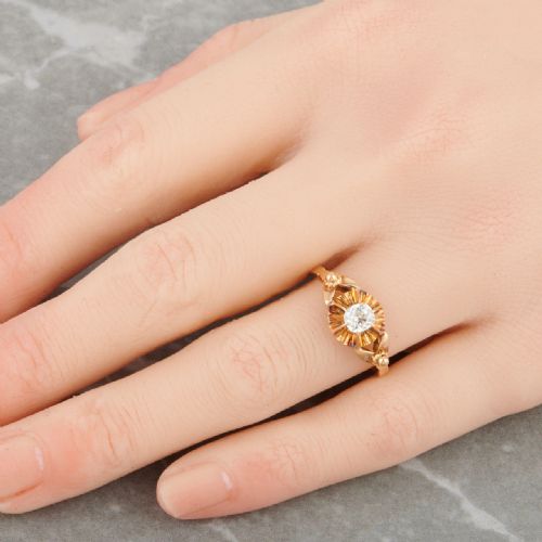 EDWARDIAN 18CT GOLD DIAMOND SOLITAIRE ENGAGEMENT RING - ADDITIONAL PHOTO 1