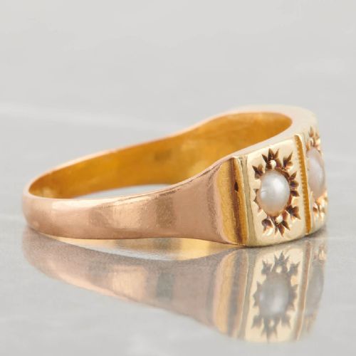 VICTORIAN 15CT GOLD 4 STONE PEARL RING - ADDITIONAL PHOTO 3