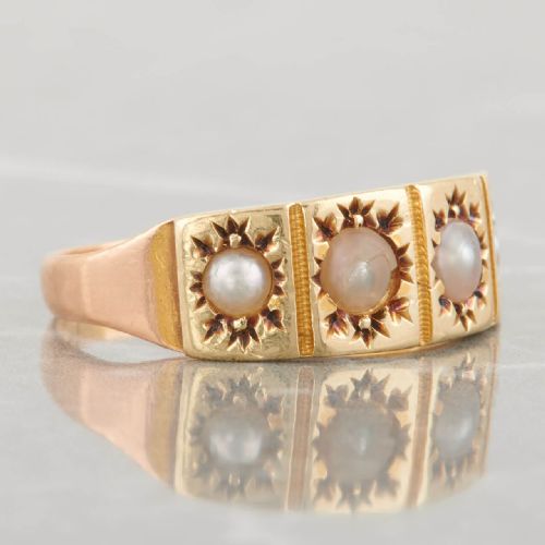 VICTORIAN 15CT GOLD 4 STONE PEARL RING - ADDITIONAL PHOTO 4