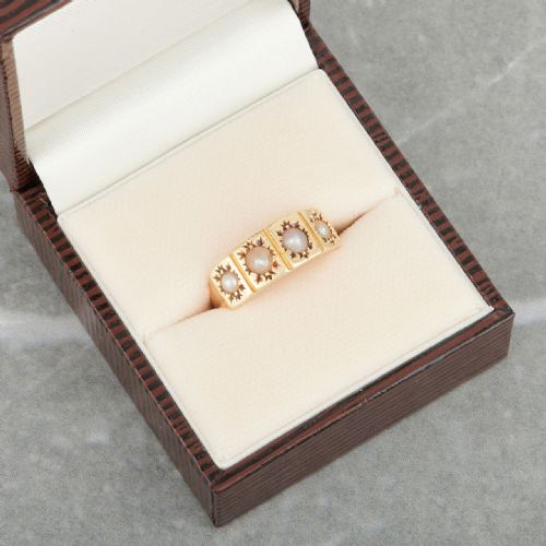 VICTORIAN 15CT GOLD 4 STONE PEARL RING - ADDITIONAL PHOTO 7