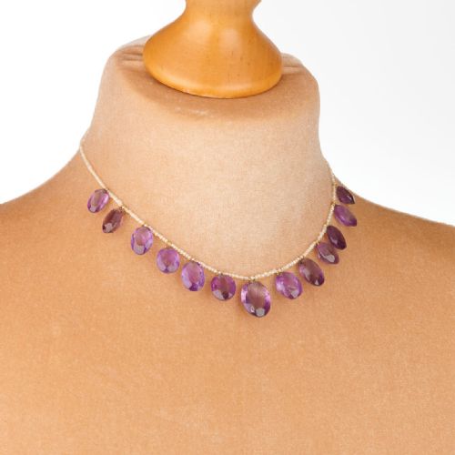 15CT GOLD AMETHYST AND SEED PEARL FRINGE NECKLACE - ADDITIONAL PHOTO 5
