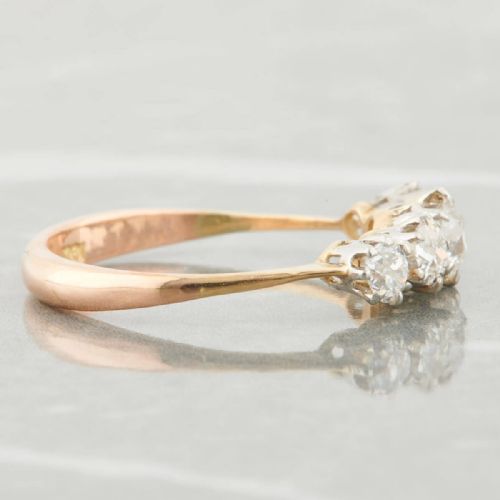 18CT GOLD 090 CARAT 5 STONE OLD CUT DIAMOND RING - ADDITIONAL PHOTO 3
