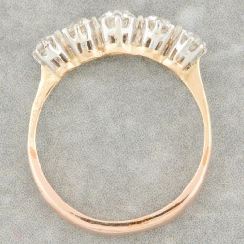18CT GOLD 090 CARAT 5 STONE OLD CUT DIAMOND RING - ADDITIONAL PHOTO 4