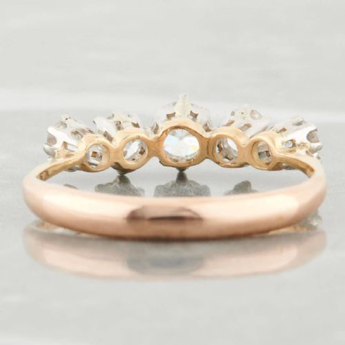 18CT GOLD 090 CARAT 5 STONE OLD CUT DIAMOND RING - ADDITIONAL PHOTO 5